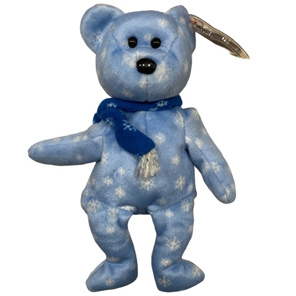 Ty Beanie Babies 1999 Holiday Teddy Bear Plush Toy - Blue - Picture 1 of 5